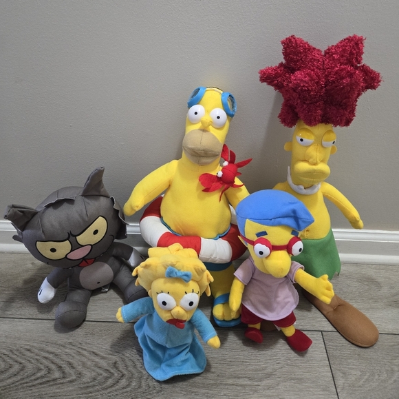 Simpsons Lot of 5 Plush Homer Scratchy Maggie Sideshow Bob and Milhouse Collect - Picture 3 of 15